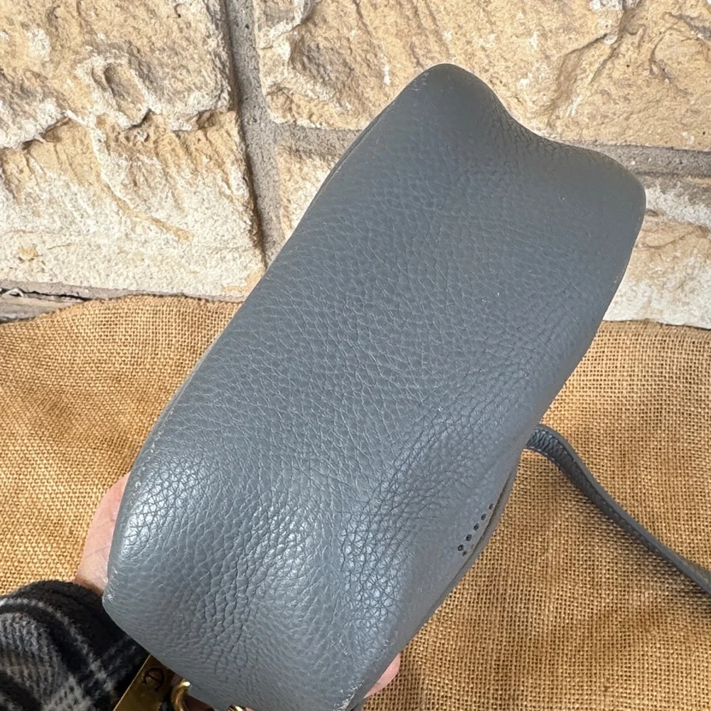 Etienne Aigner Gray Leather Crossbody Bag Purse Logo Camera Bag Stella Mini